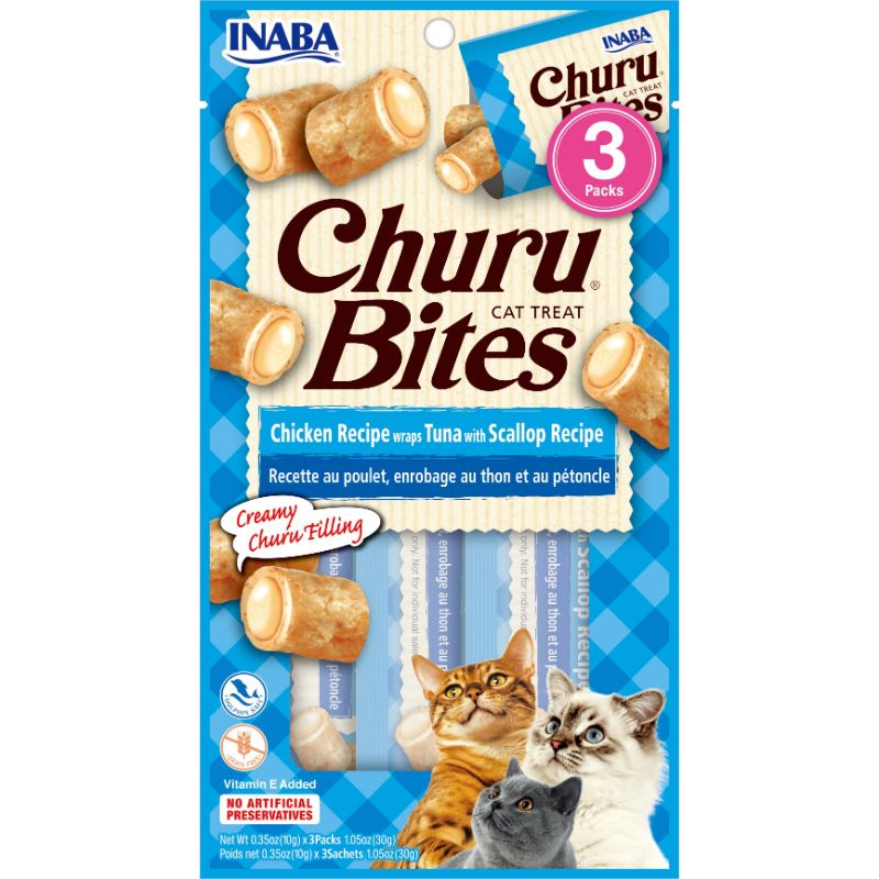 CHURU BITES CHICKEN RECIPE WRAPS TUNA WHIT SCALLOP RECIPE / BOLSA 3 UNDS 10GR (AZUL)