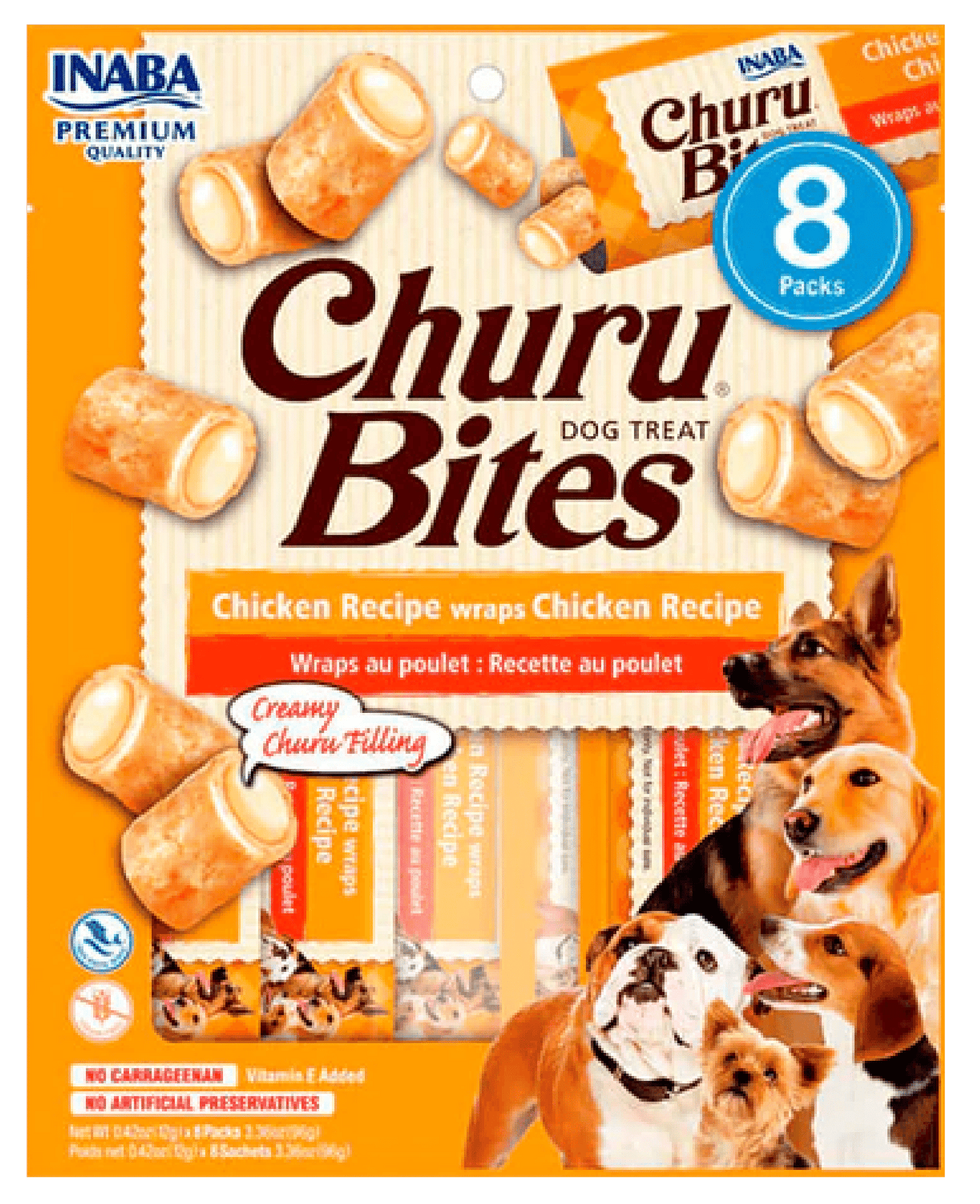 CHURU INABA PERRO BITES POLLO QUESO X 8