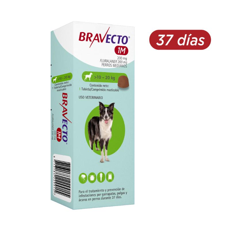 BRAVECTO 37 DIAS 200 MG 10 A 20 K CAJA X 1 TAB