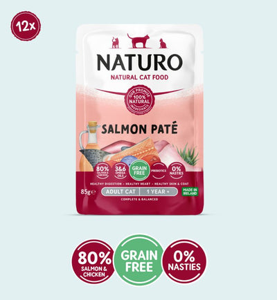 NAT GF CAT POUCH SALMON PATE 85G UND