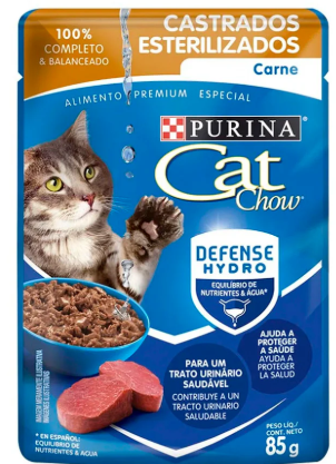 CAT CHOW ADULTOS ESTERILIZADOS CON CARNE 85GR