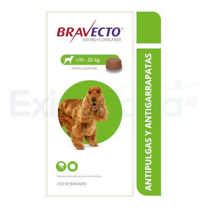 BRAVECTO 500MG DE 10 A 20 K CAJA X 1 TABLE