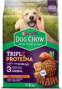 DOG CHOW TRIPLE PROTEINA ADULTOS TODOS LOS TAMAÑOS 8KG