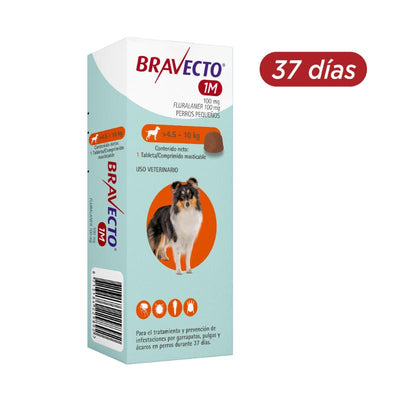 BRAVECTO 37 DIAS 100 MG 4.5 A 10 KG CAJA X 1 TAB